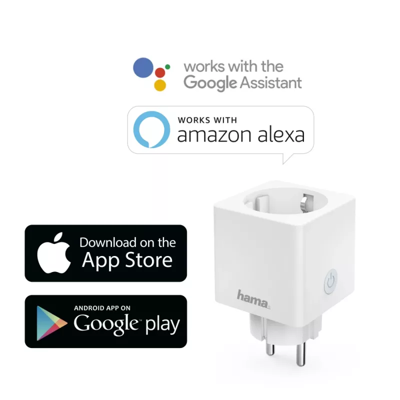 Hama Mini ficha inteligente WiFi 00176573, 16 A, 3680 W, branco