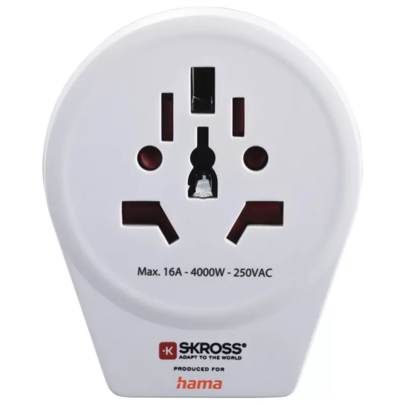 Adaptador de ficha USB Hama mundo-para-europa universal branco