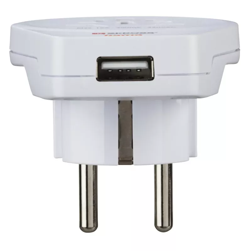 Adaptador de ficha USB Hama mundo-para-europa universal branco
