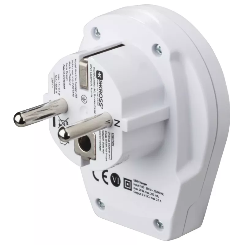 Adaptador de ficha USB Hama mundo-para-europa universal branco