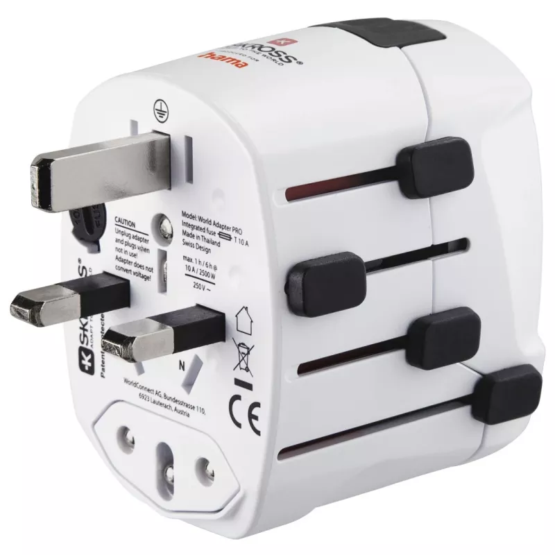 Adaptador de corrente universal Hama World Travel Pro branco