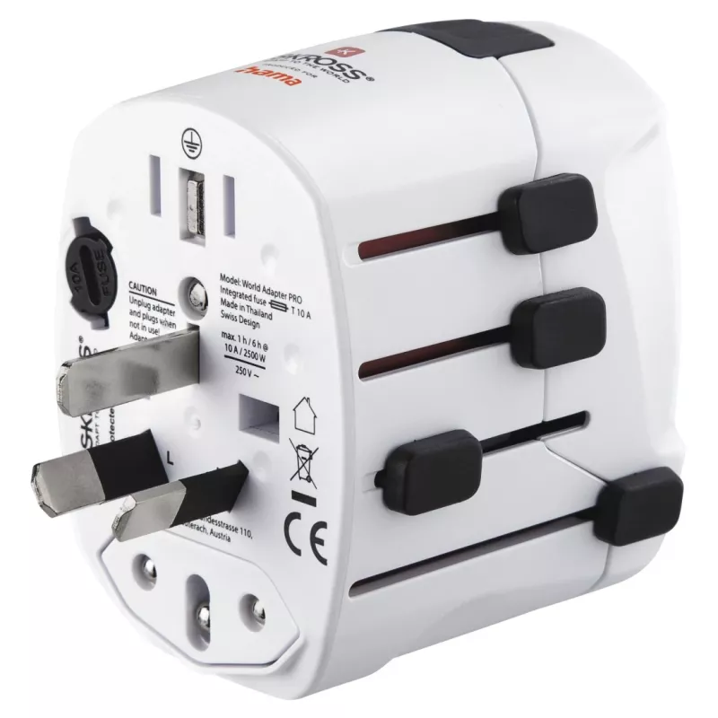 Adaptador de corrente universal Hama World Travel Pro branco