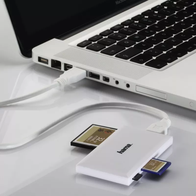 Leitor de cartões múltiplos Hama USB 3.0, SD/microSD/CF/MS, branco
