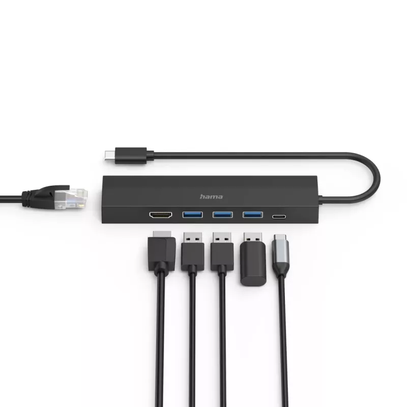 Hama 00200144 hub de interface USB 3.2 Gen 1 (3.1 Gen 1) Type-C 5000 Mbit/s preto