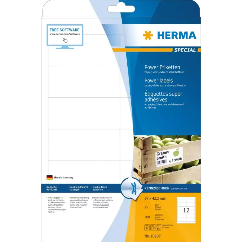Etiquetas A4 HERMA 10907 branco extra aderente 300 unid.
