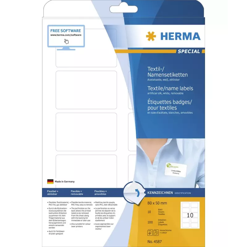 Etiqueta autocolante HERMA 4587 retângulo arredondado removível Branco