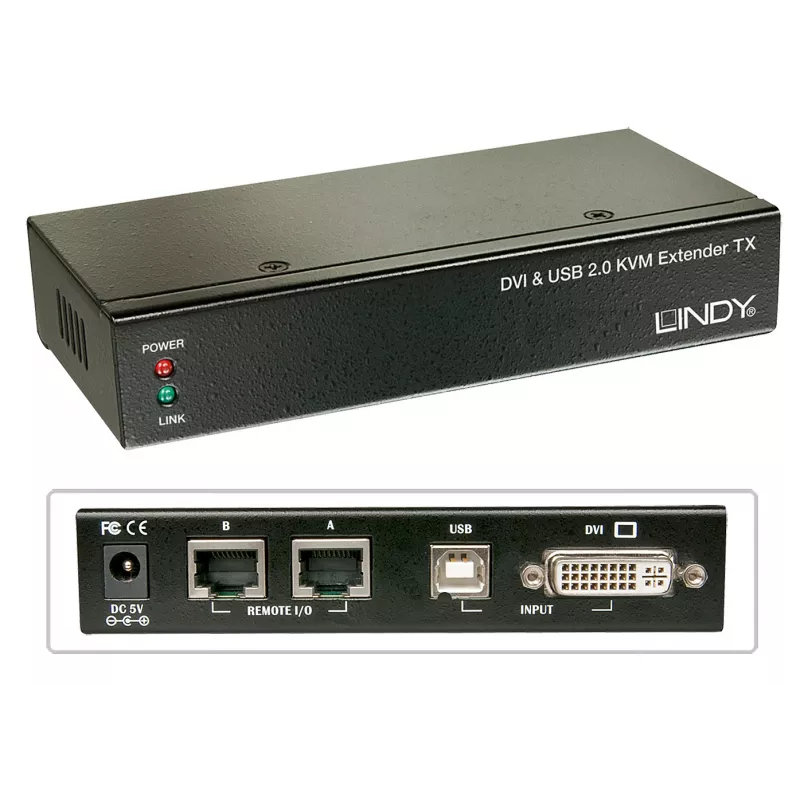 Lindy 39377 Cat.5 KVM Extender Classic, DVI, USB, até 50 m