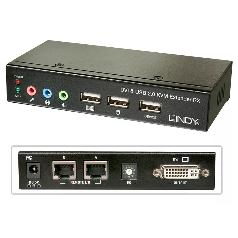 Lindy 39377 Cat.5 KVM Extender Classic, DVI, USB, até 50 m