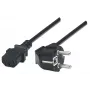 Manhattan Cabo de alimentação, ficha europeia de 2 polos (CEE 7/4 Schuko) para conector fêmea C13 (conector de aparelho), 1,8 m, 16 A, preto, garantia vitalícia