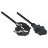 Manhattan Cabo de alimentação, ficha europeia de 2 polos (CEE 7/4 Schuko) para conector fêmea C13 (conector de aparelho), 1,8 m, 16 A, preto, garantia vitalícia