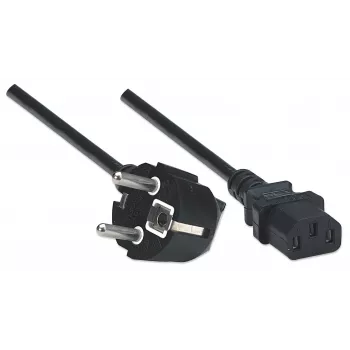 Manhattan Cabo de alimentação, ficha europeia de 2 polos (CEE 7/4 Schuko) para conector fêmea C13 (conector de aparelho), 1,8 m, 16 A, preto, garantia vitalícia