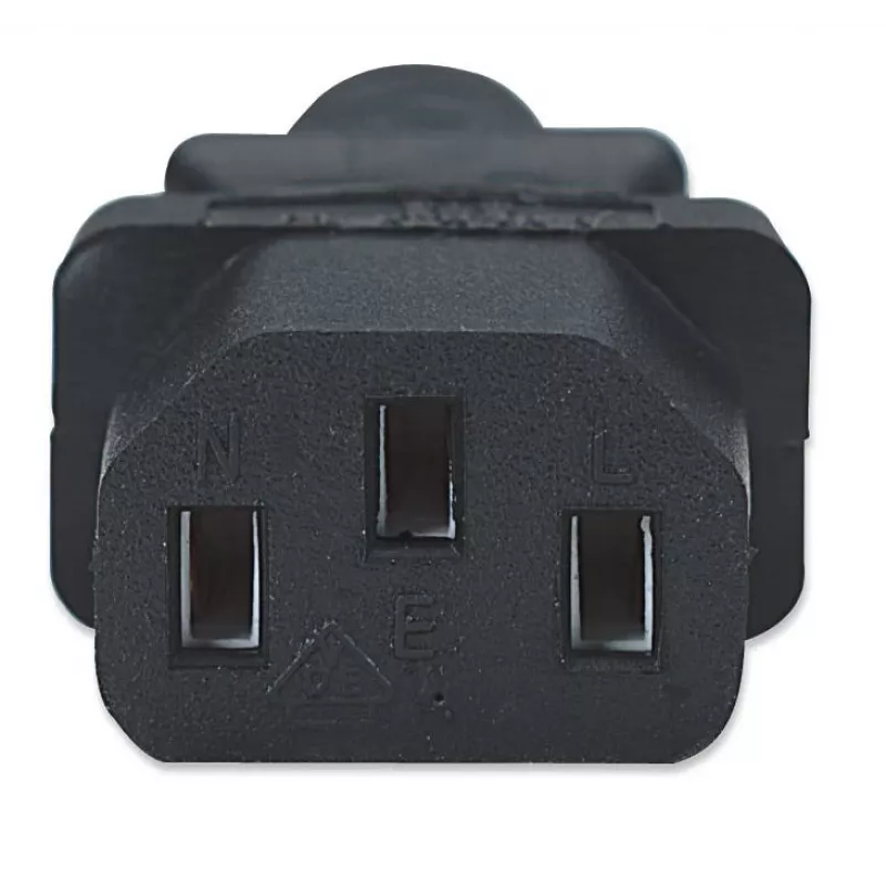 Manhattan Cabo de alimentação, ficha europeia de 2 polos (CEE 7/4 Schuko) para conector fêmea C13 (conector de aparelho), 1,8 m, 16 A, preto, garantia vitalícia