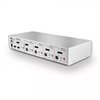 Lindy Comutador KVM Pro 4 portas USB 2.0, DisplayPort 1.2 com TTU