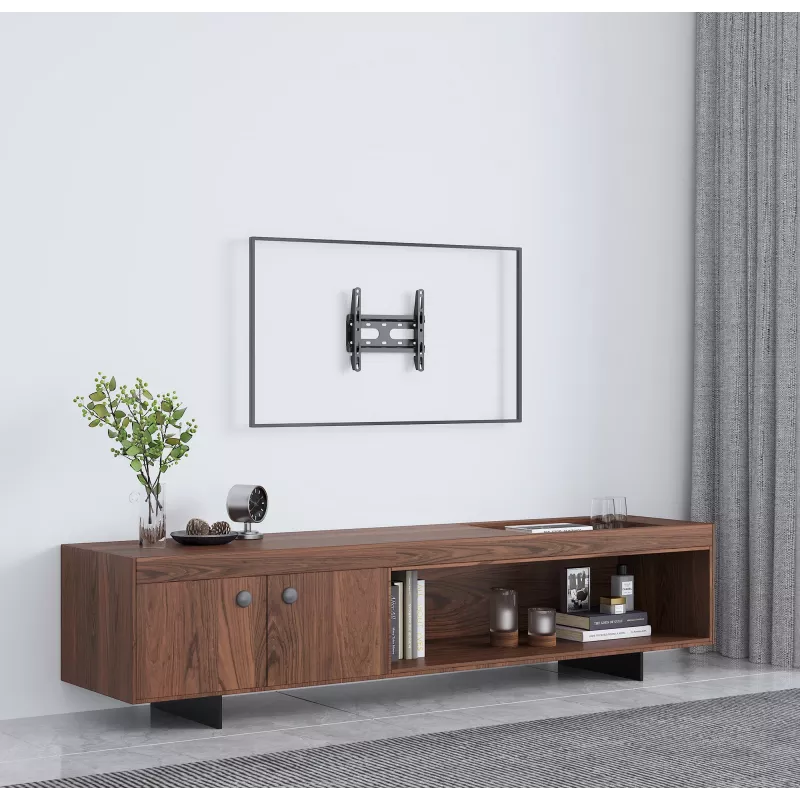 Manhattan Suporte de parede para TV e monitores (fixo, ultraplano), para ecrãs de 23 polegadas a 42 polegadas, compatibilidade VESA: todos entre 75 x 75 mm e 200 x 200 mm – verifique as dimensões dos quatro orifícios de fixação na parte traseira do ecrã para garantir que encaixa, máx. 45 kg, preto, suporte