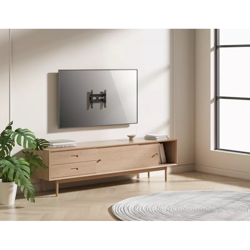 Manhattan Suporte de parede para TV e monitores (fixo, ultraplano), para ecrãs de 23 polegadas a 42 polegadas, compatibilidade VESA: todos entre 75 x 75 mm e 200 x 200 mm – verifique as dimensões dos quatro orifícios de fixação na parte traseira do ecrã para garantir que encaixa, máx. 45 kg, preto, suporte