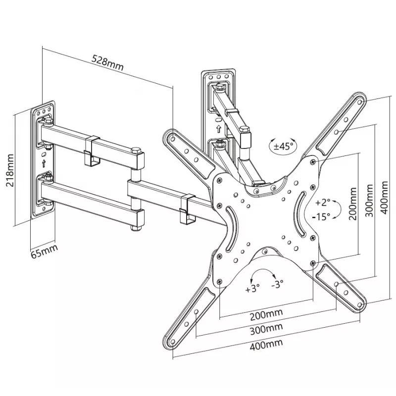 Equip 650328 Suporte de parede para TV de canto Full-Motion 23 polegadas-55 polegadas