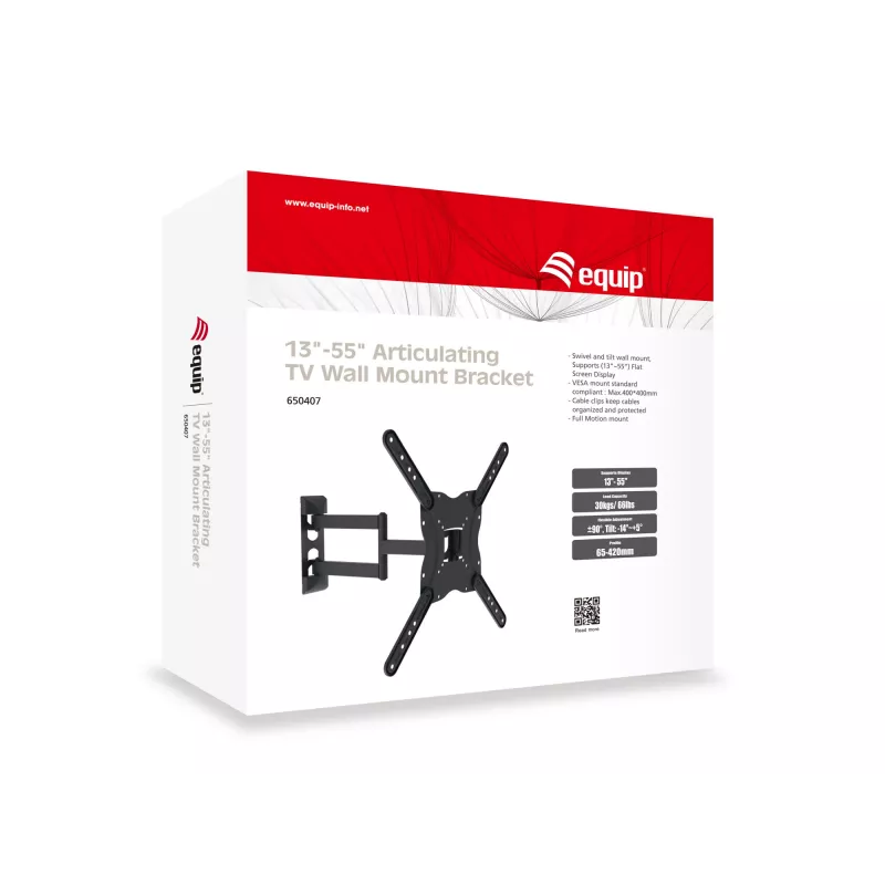 Suporte de parede articulado para TV Equip 650407 23-55 polegadas