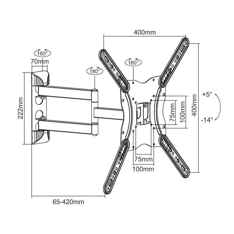Suporte de parede articulado para TV Equip 650407 23-55 polegadas