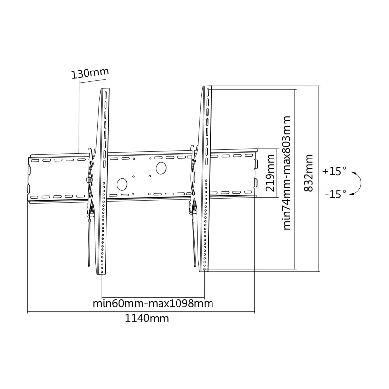 Suporte de parede inclinável para TV curva Equip 60-100 polegadas