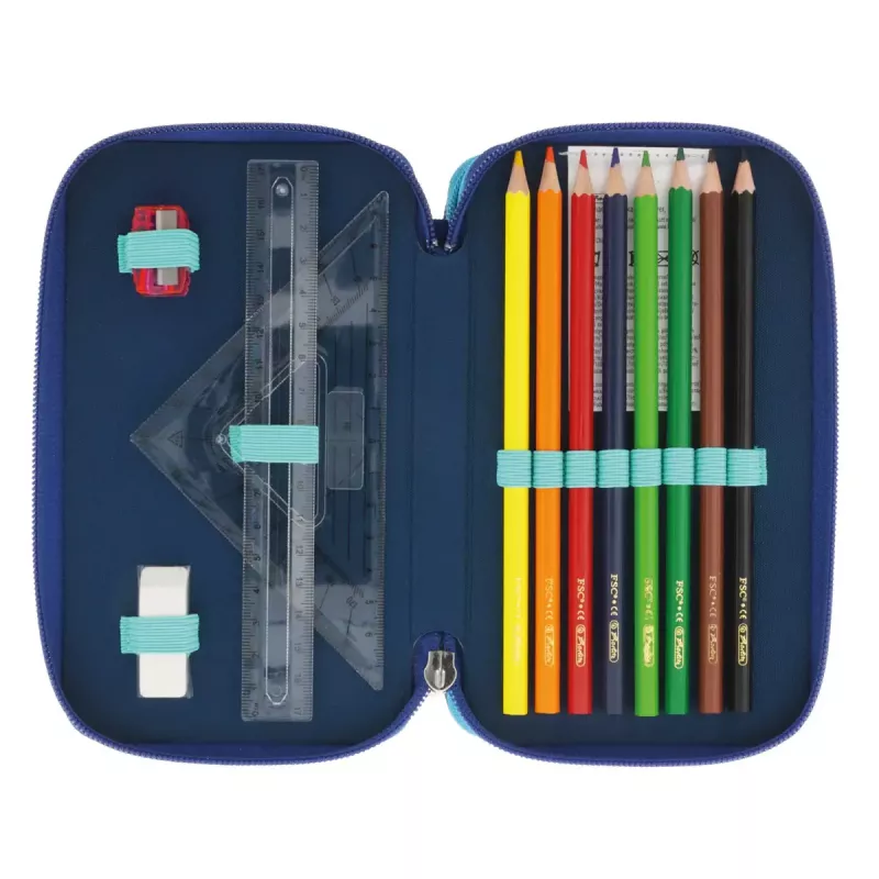 Herlitz TriCase Dip Dye 31 peças azul turquesa poliéster 190x115x70 mm