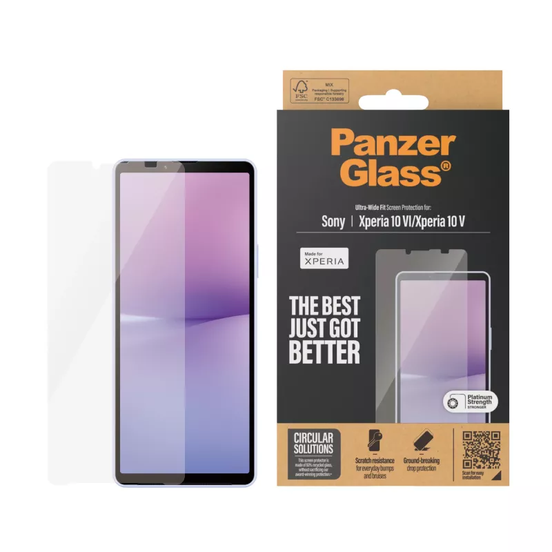 Proteção de ecrã PanzerGlass Sony Xperia 10 VI Ultra-Wide Fit resistente a riscos e choques