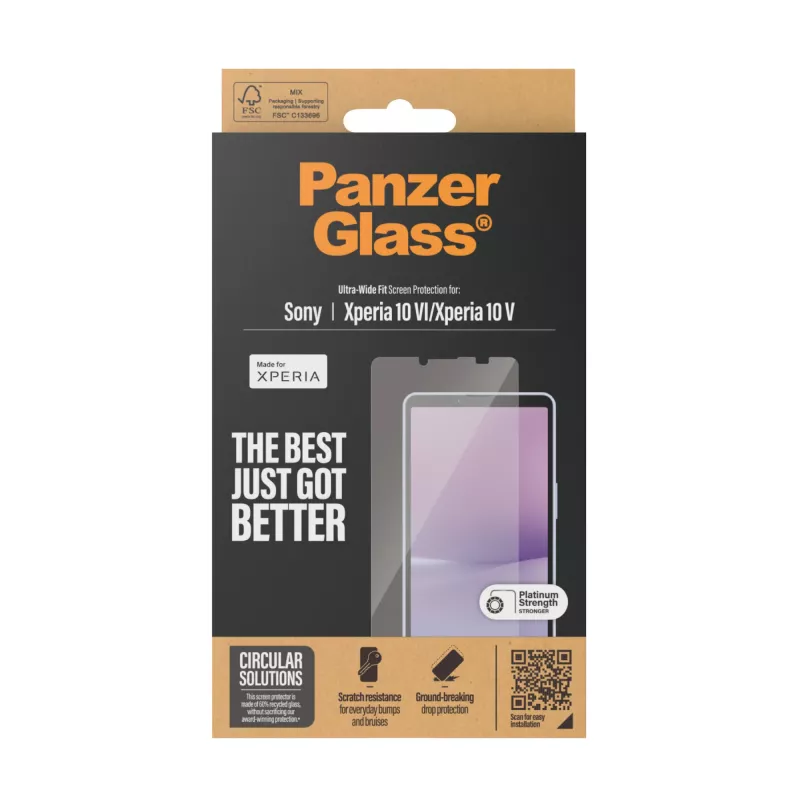 Proteção de ecrã PanzerGlass Sony Xperia 10 VI Ultra-Wide Fit resistente a riscos e choques