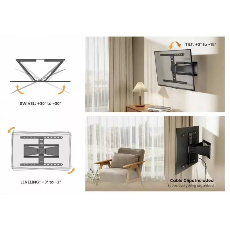 Suporte de parede para TV Equip 43-90 polegadas ultraplano orientável