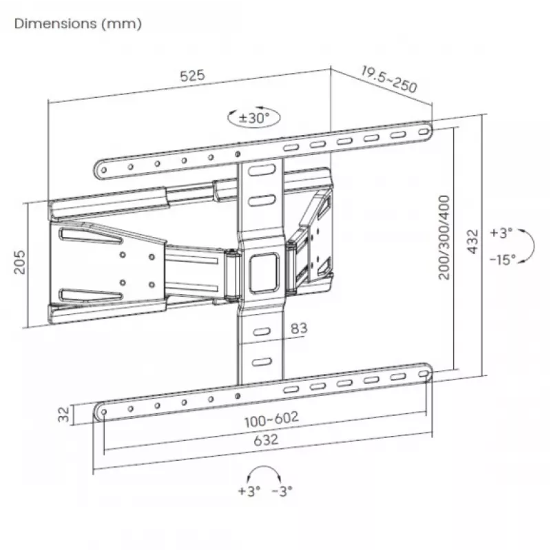 Suporte de parede para TV Equip 43-90 polegadas ultraplano orientável