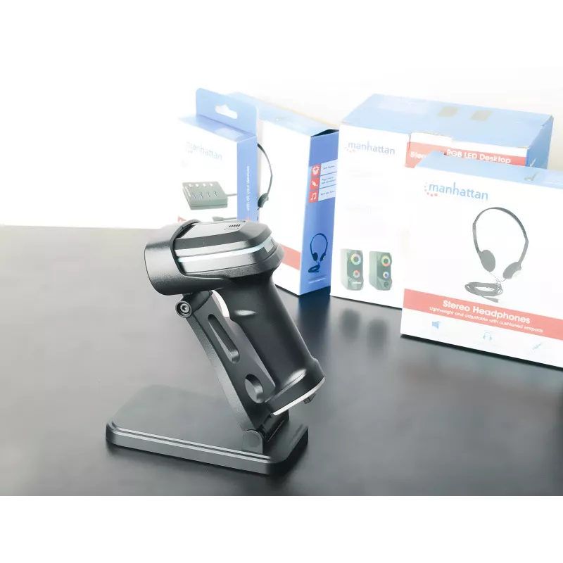 Suporte ajustável para leitor de códigos de barras Manhattan, altura e ângulo ajustáveis, adequado para produtos leitor de códigos de barras 153997, 154116 e 154185, preto, garantia vitalícia