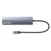 Dock/Hub USB-C Manhattan, ligações (x6): Ethernet, HDMI, USB-A (x3) e USB-C, com Power Delivery (PD) 100W – requer carregador USB-C externo (não incluído). Alimentado por USB (sem fonte de alimentação externa necessária), quando o PD não é utilizado