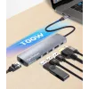 Dock/Hub USB-C Manhattan, ligações (x6): Ethernet, HDMI, USB-A (x3) e USB-C, com Power Delivery (PD) 100W – requer carregador USB-C externo (não incluído). Alimentado por USB (sem fonte de alimentação externa necessária), quando o PD não é utilizado