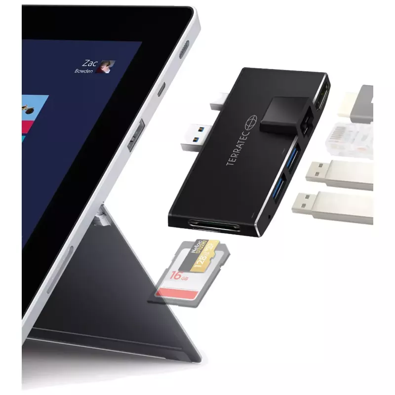 Hub USB Terratec CONNECT Pro2 com fios USB 3.2 Gen 1 preto