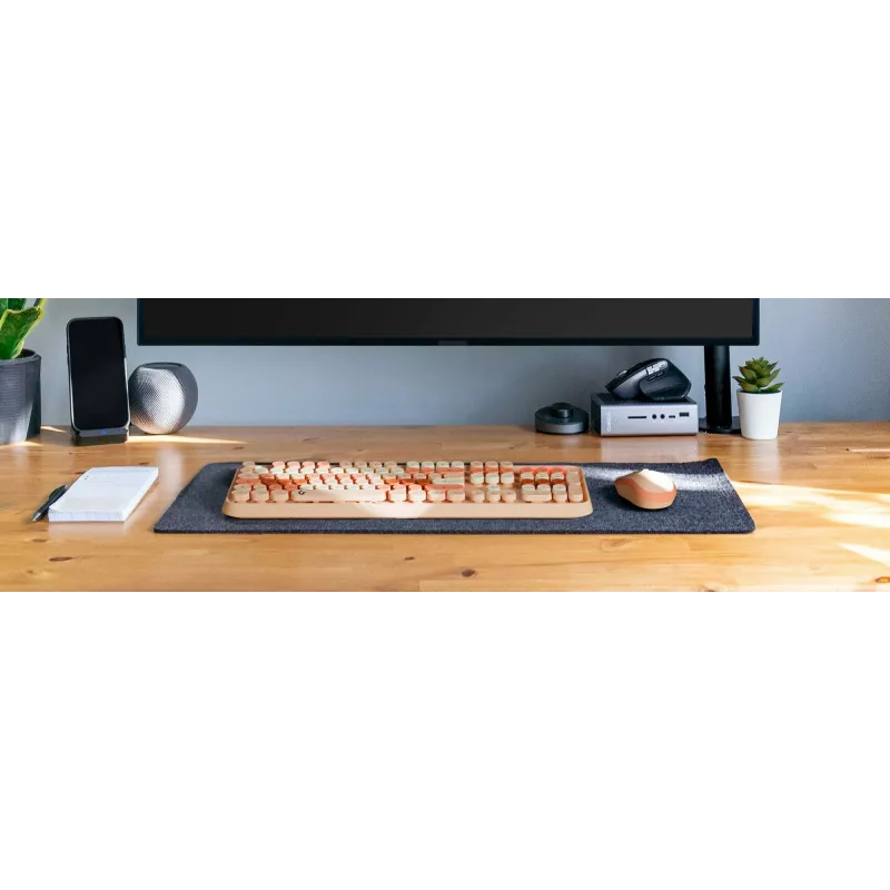 Teclado e rato KeySonic KSKM-8200M-RF (DE) incluídos escritório RF wireless QWERTZ alemão bege, castanho, rosa