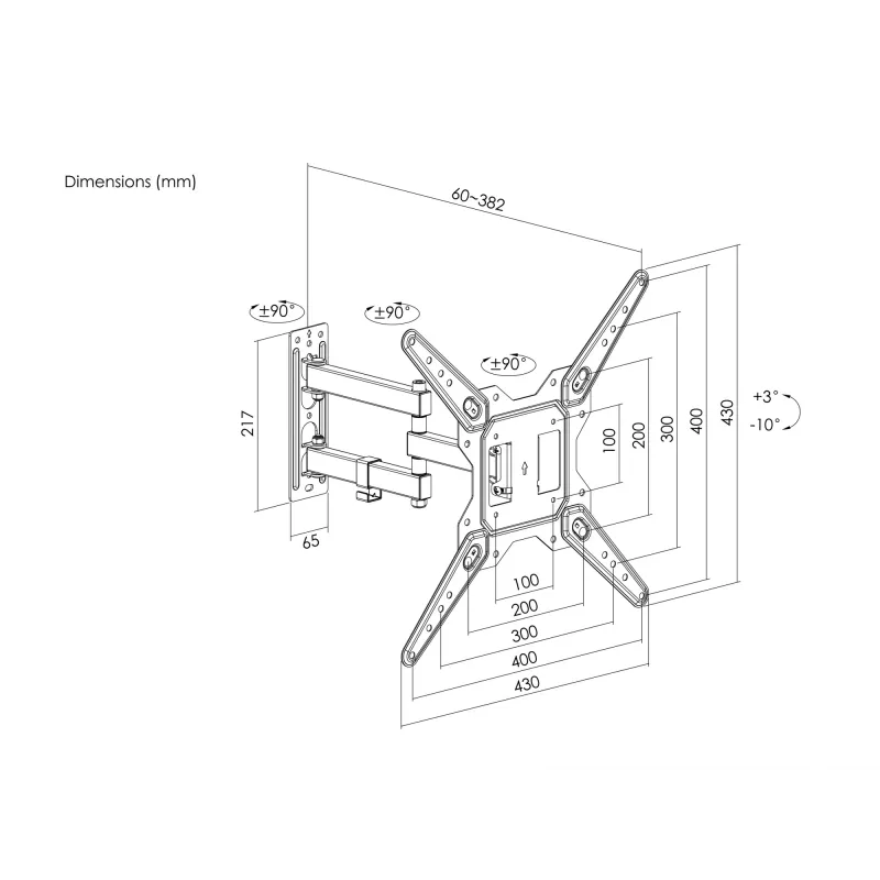 Suporte de parede para TV totalmente articulado Equip 23 inch–55 inch