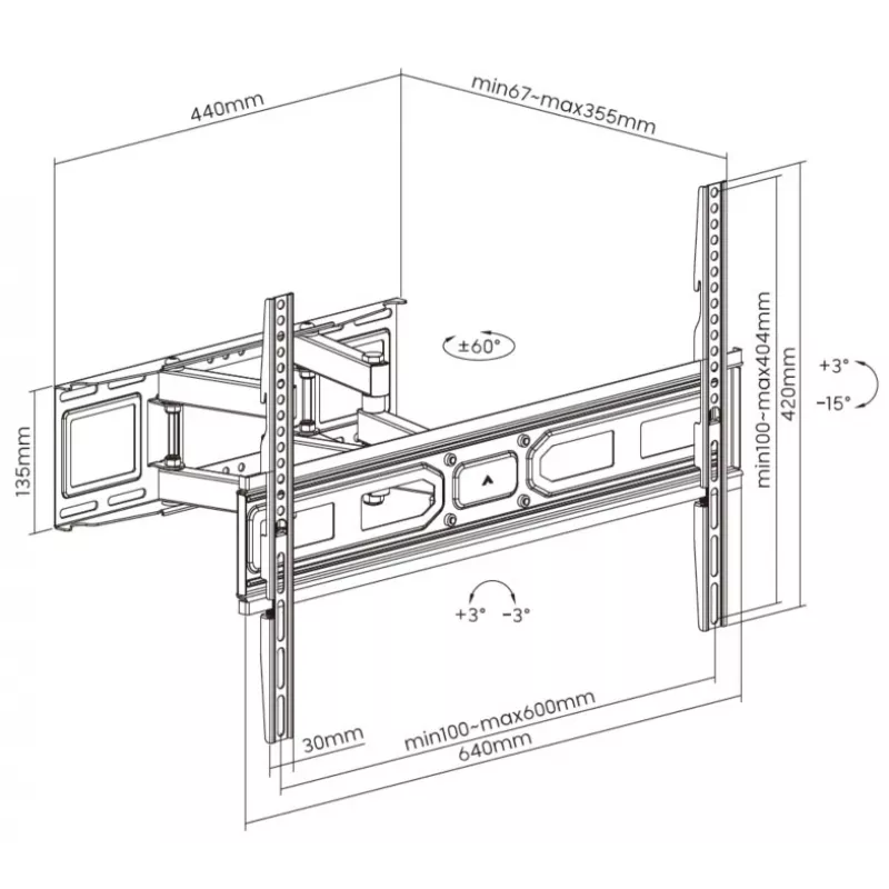Suporte de parede para TV totalmente articulado Equip 37