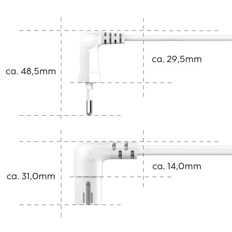 Cabo de alimentação Hama 00221102 branco 5 m ficha de rede Type-C conector fêmea C7