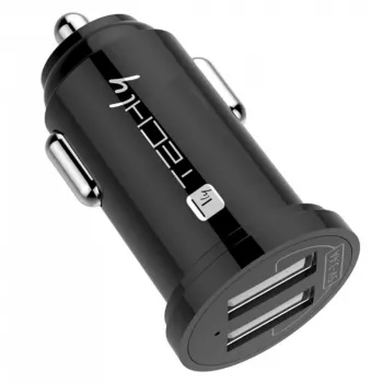 Carregador de automóvel mini Techly 2 portas USB-A 12W / 2.4A preto