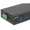 Hub USB-A de 7 portas Manhattan Industrial, 7 portas USB-A, 5 Gbps (USB 3.2 Gen1 também conhecido como USB 3.0), proteção ESD de 20 kV, opções de alimentação A/C, bus e barramento de terminais, calha DIN, montagem na parede, caixa de metal, bloqueio por parafuso