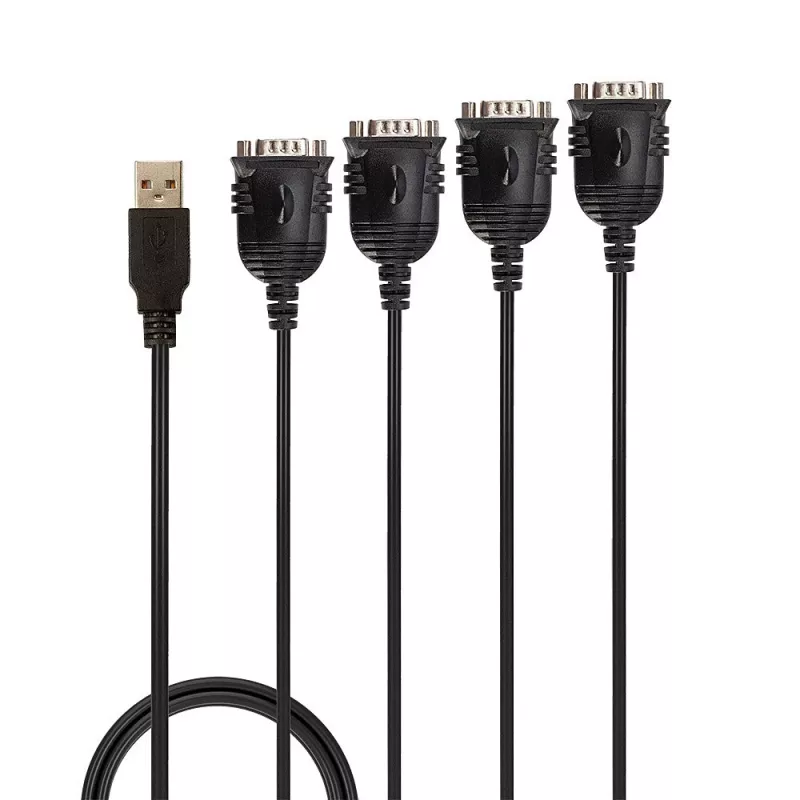 Conversor Lindy USB para 4 portas série, preto, 0,94 m, USB Type-A, DB-9, macho, macho