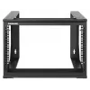Rack de rede de parede open frame Intellinet 19 polegadas, 6 U, estrutura basculante com abertura frontal, embalagem plana, 2 postes, 45 cm de profundidade, preto RAL 9004