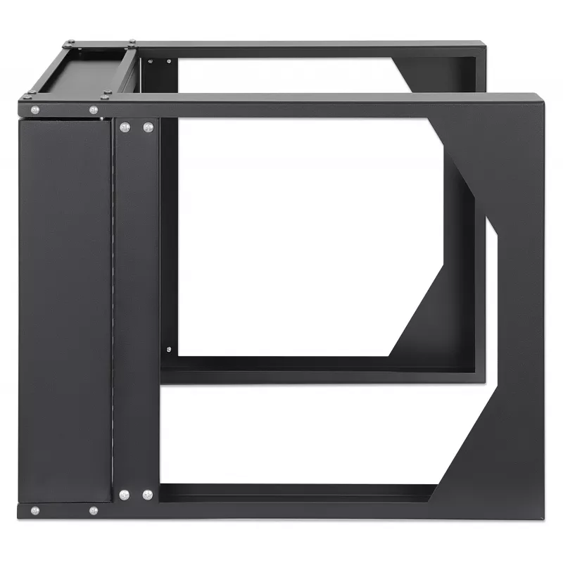 Rack de rede de parede open frame Intellinet 19 polegadas, 6 U, estrutura basculante com abertura frontal, embalagem plana, 2 postes, 45 cm de profundidade, preto RAL 9004