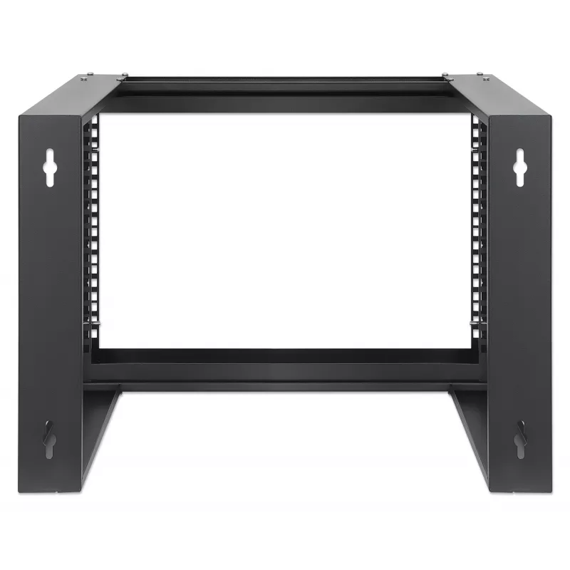 Rack de rede de parede open frame Intellinet 19 polegadas, 6 U, estrutura basculante com abertura frontal, embalagem plana, 2 postes, 45 cm de profundidade, preto RAL 9004
