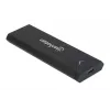 Caixa para SSD M.2 NVMe Manhattan, conector fêmea USB-C, 10 Gbit/s (USB 3.2 Gen2 também conhecido como USB 3.1), compatível com UASP, SuperSpeed+ USB, alumínio, preto, três anos de garantia