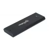 Caixa para SSD M.2 NVMe Manhattan, conector fêmea USB-C, 10 Gbit/s (USB 3.2 Gen2 também conhecido como USB 3.1), compatível com UASP, SuperSpeed+ USB, alumínio, preto, três anos de garantia