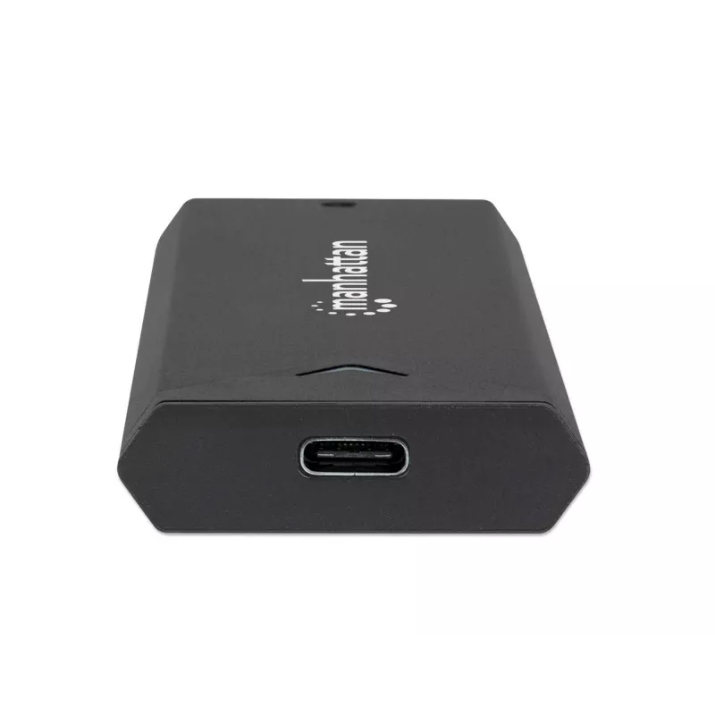 Caixa para SSD M.2 NVMe Manhattan, conector fêmea USB-C, 10 Gbit/s (USB 3.2 Gen2 também conhecido como USB 3.1), compatível com UASP, SuperSpeed+ USB, alumínio, preto, três anos de garantia