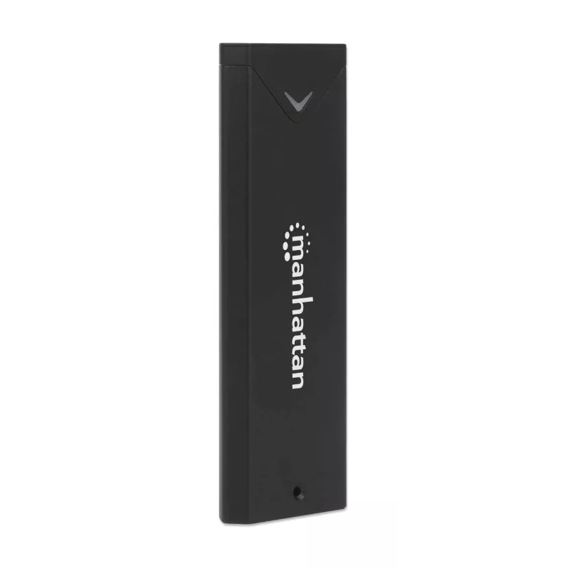 Caixa para SSD M.2 NVMe Manhattan, conector fêmea USB-C, 10 Gbit/s (USB 3.2 Gen2 também conhecido como USB 3.1), compatível com UASP, SuperSpeed+ USB, alumínio, preto, três anos de garantia