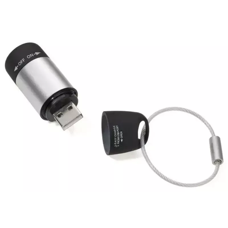 Lanterna de chaveiro TROIKA ECO CHARGE preta cinzenta LED USB