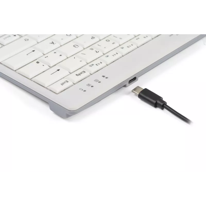 BakkerElkhuizen UltraBoard 950 V2 Wireless UK Qwerty, Tenkeyless (80 - 87%), com fios e sem fios, USB + Bluetooth, interruptores de tesoura, QWERTY, cinzento-escuro, cinzento-claro