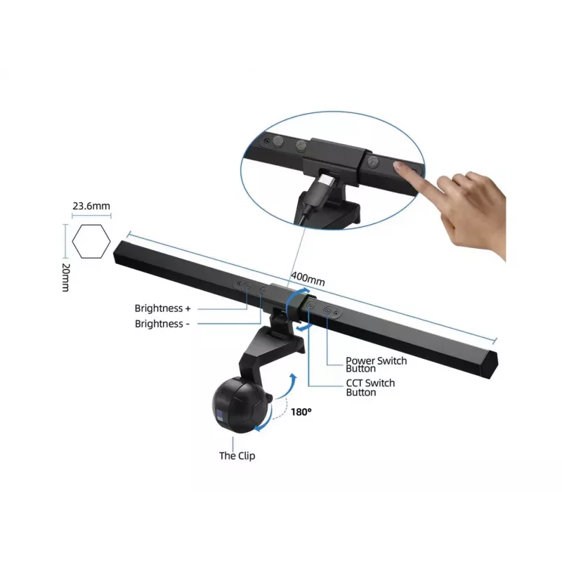 Lâmpada LED USB para Monitor Equip com Controlo Tátil