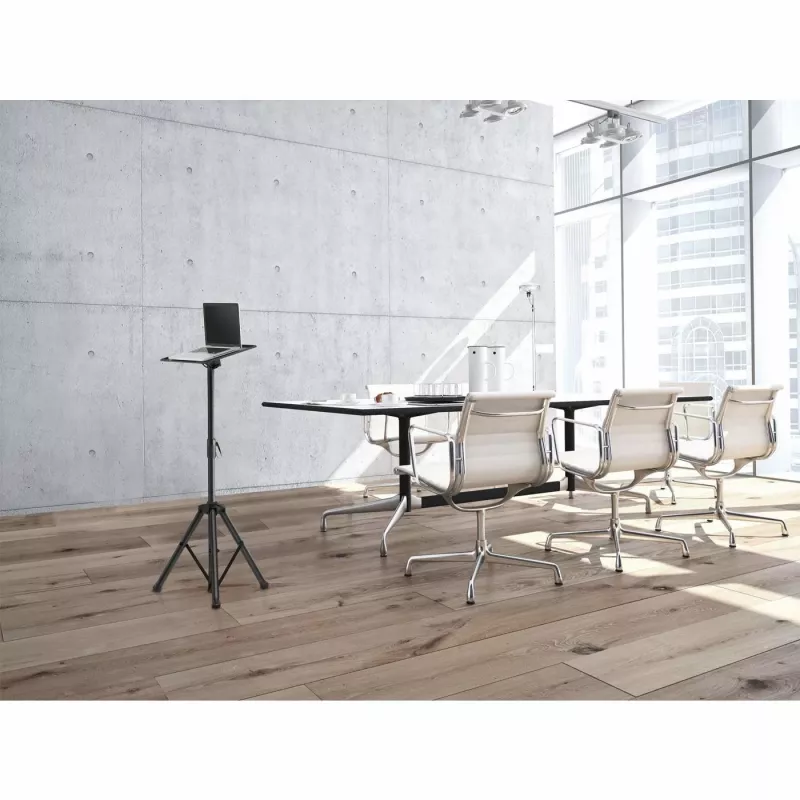 Suporte de Chão Tipo Tripé Manhattan para TV/Monitor/Projetor/Portátil, para ecrãs: 13 a 32 polegadas, compatibilidade VESA: 75x75 e 100x100 mm – verifique as dimensões dos quatro orifícios de fixação na parte traseira do ecrã para garantir a compatibilidade, máx. 15 kg, altura ajustável, Preto, suporte